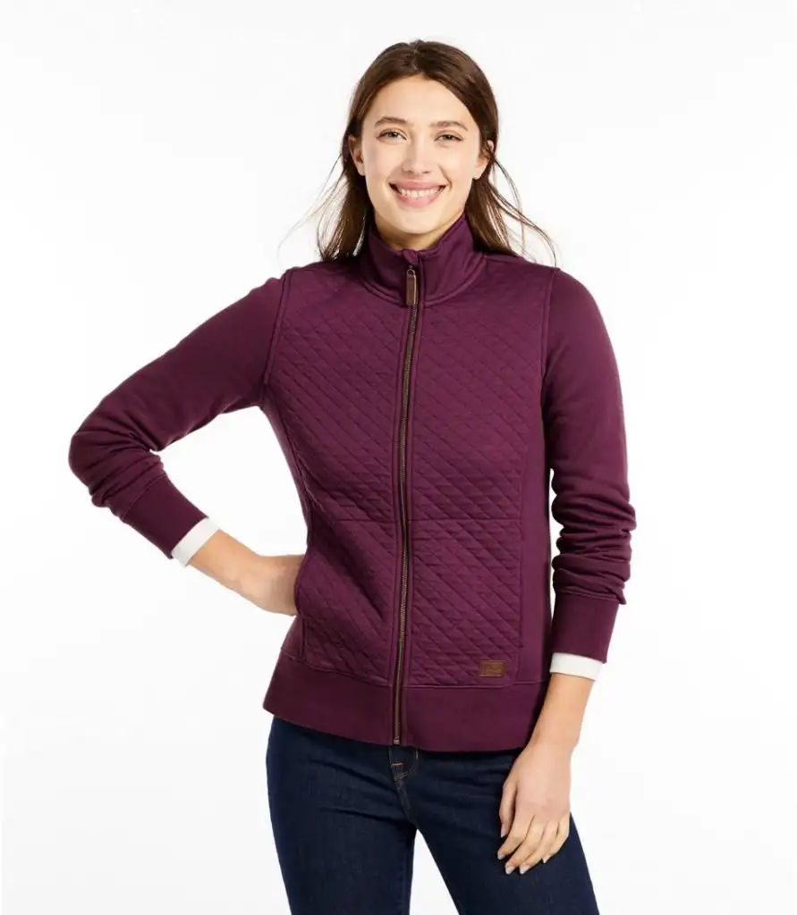 L.L. Bean Womens Quilted Full-Zip Sweatshirt