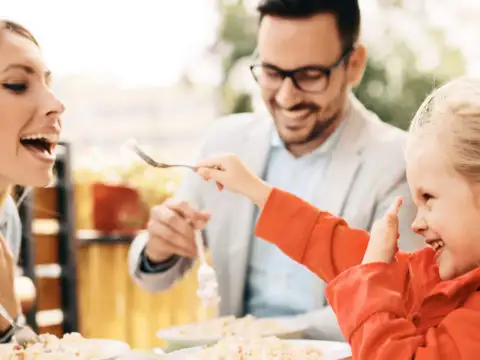 Family eating pasta