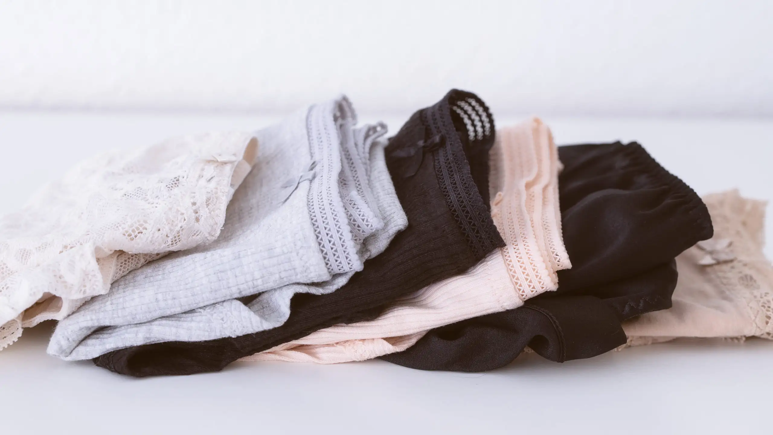 Stack of different colored underwear