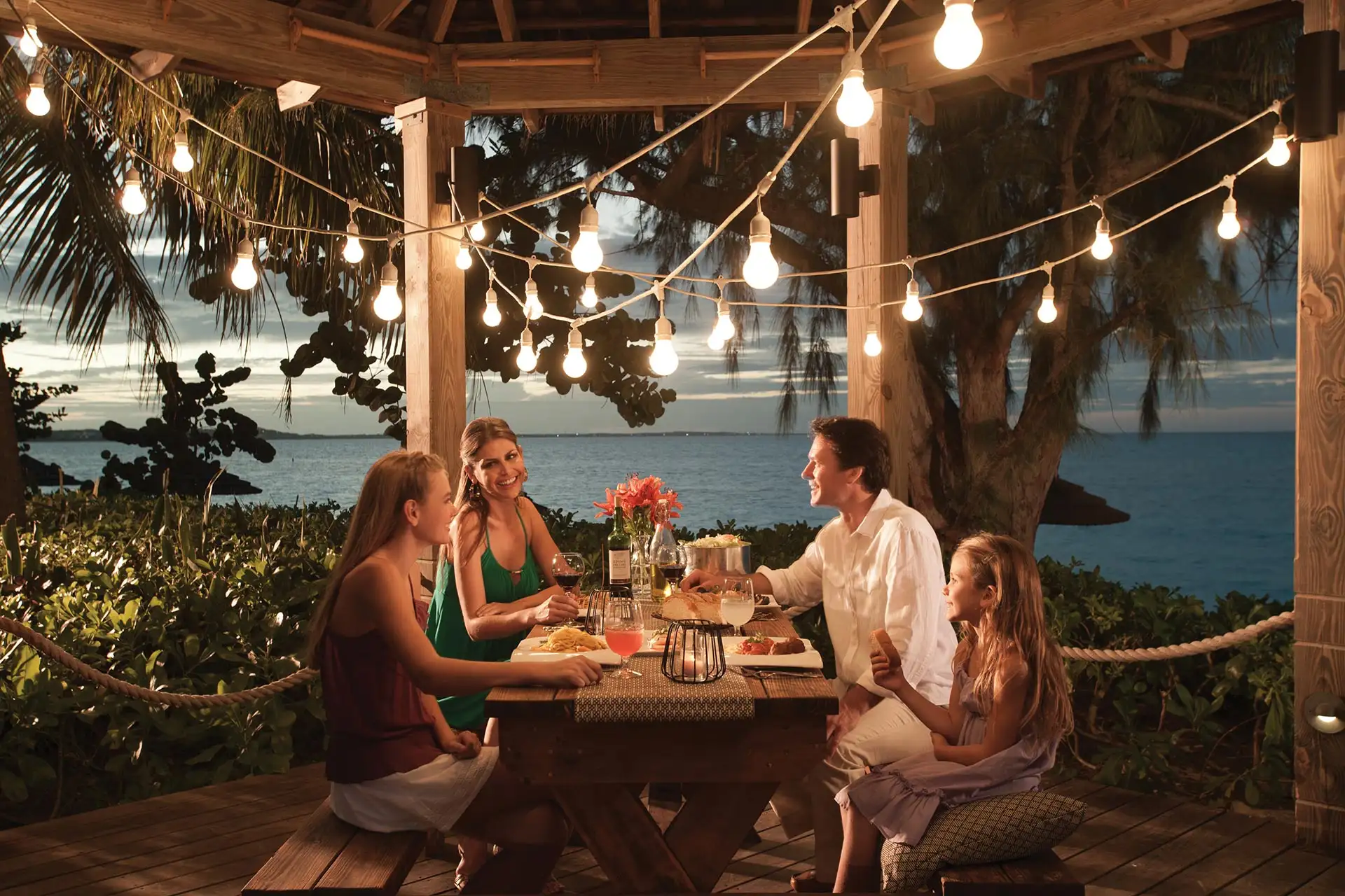 Family Eating at Beaches Turks & Caicos