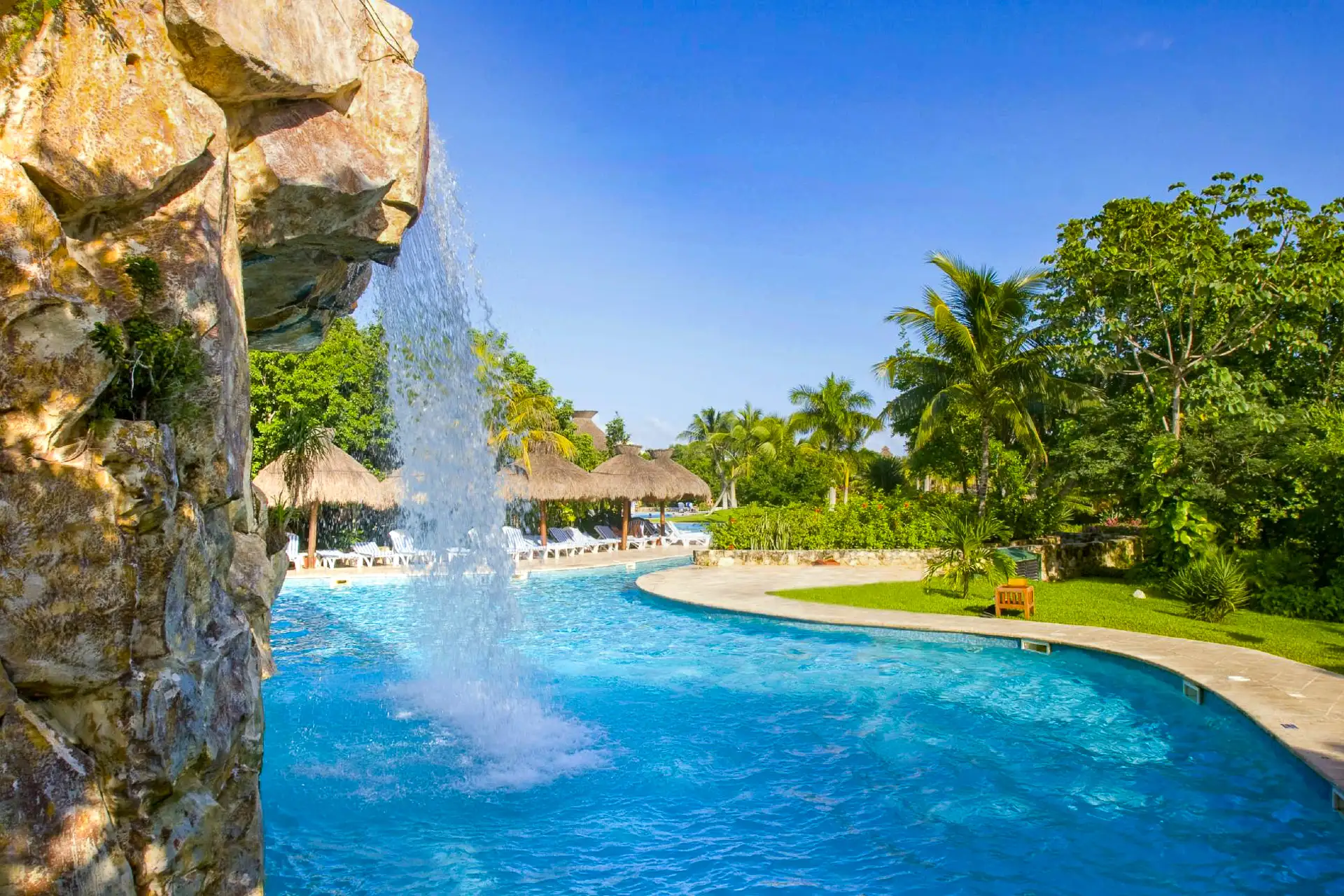 Pool fountain at Iberostar Paraiso Beach; Courtesy of IBEROSTAR Paraiso Beach