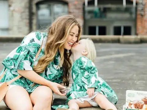 Mother and child dressed in Poshmark clothing