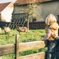 mother and child on farm