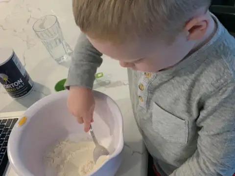 Making homemade playdough; Courtesy of Family Vacation Critic