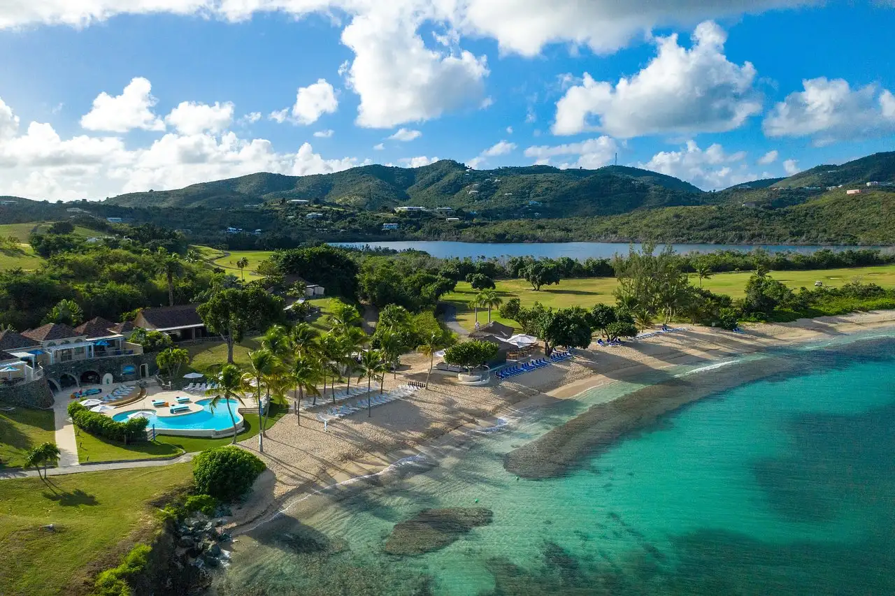 Overview shot of The Buccaneer in St. Croix, beautiful ocean water