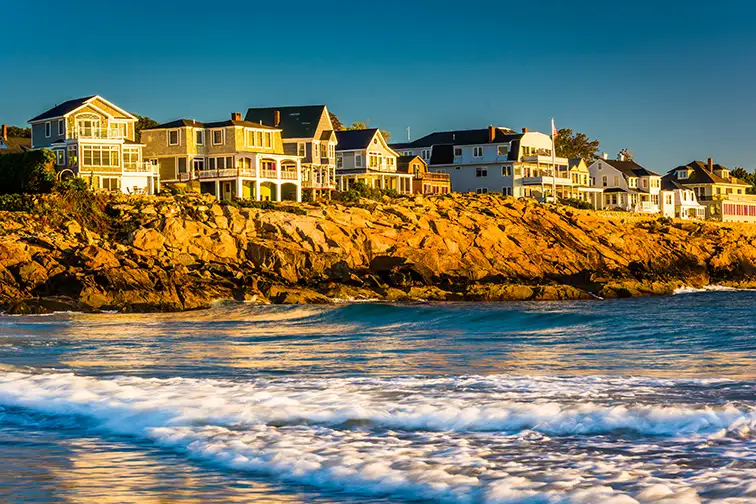 houses on cliffs in York, Maine; Courtesy Jon Bilous/Shutterstock